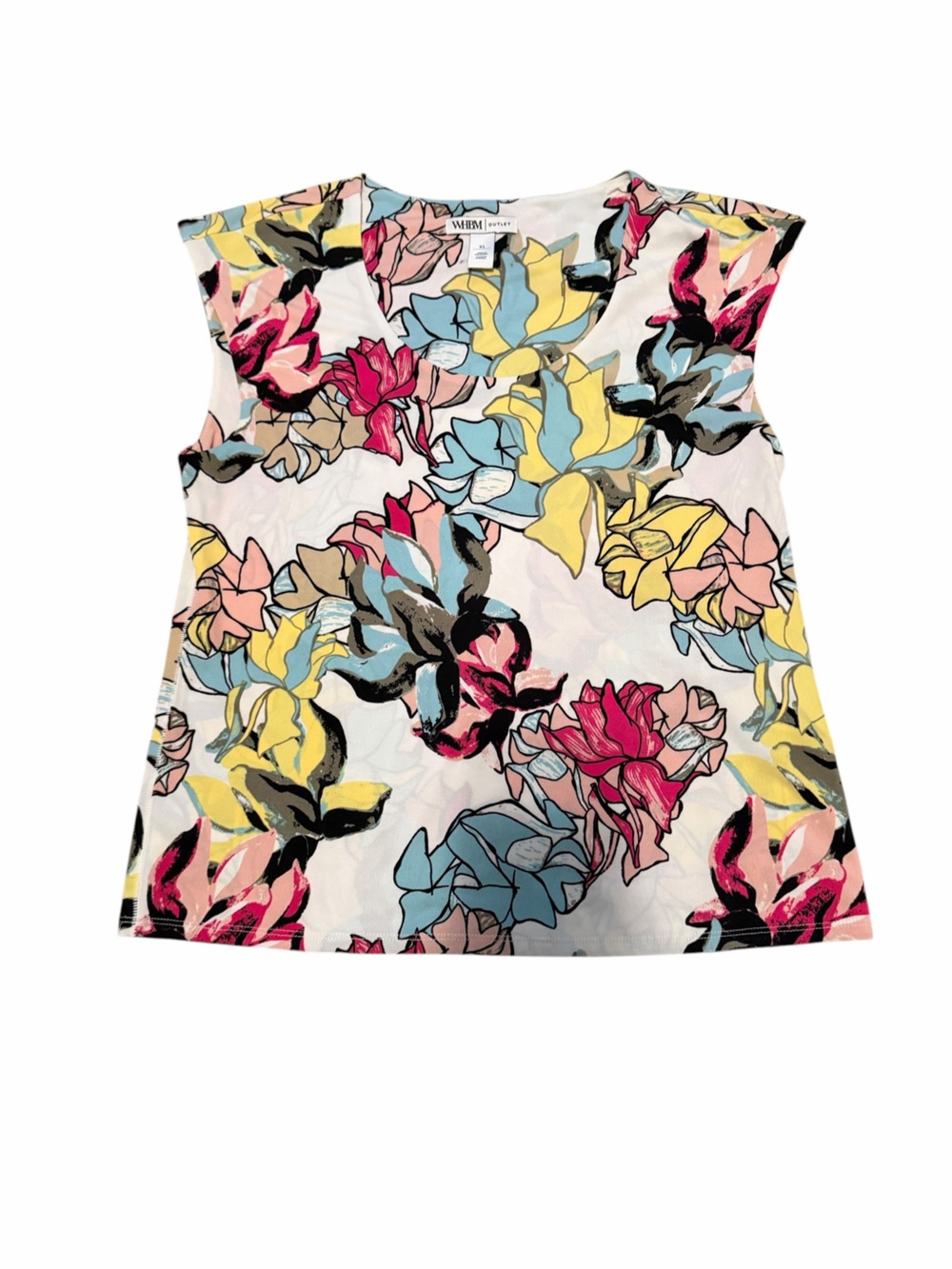 White House Black Market outlet Women's Pink Floral Cap-Sleeve Top